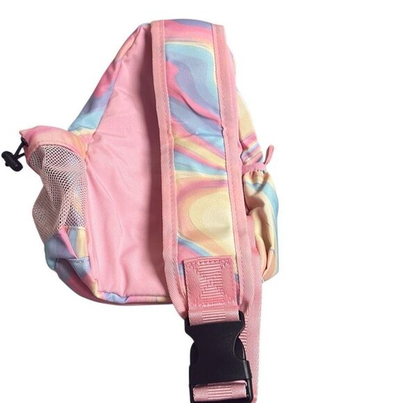 Choco Mocha Kids Pink Tie Dye Crossbody Sling Bag NWT Multipocket Adjustable - Picture 2 of 8